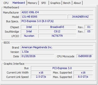 CPU-Z aba Mainboard mostrando Southbridge C612