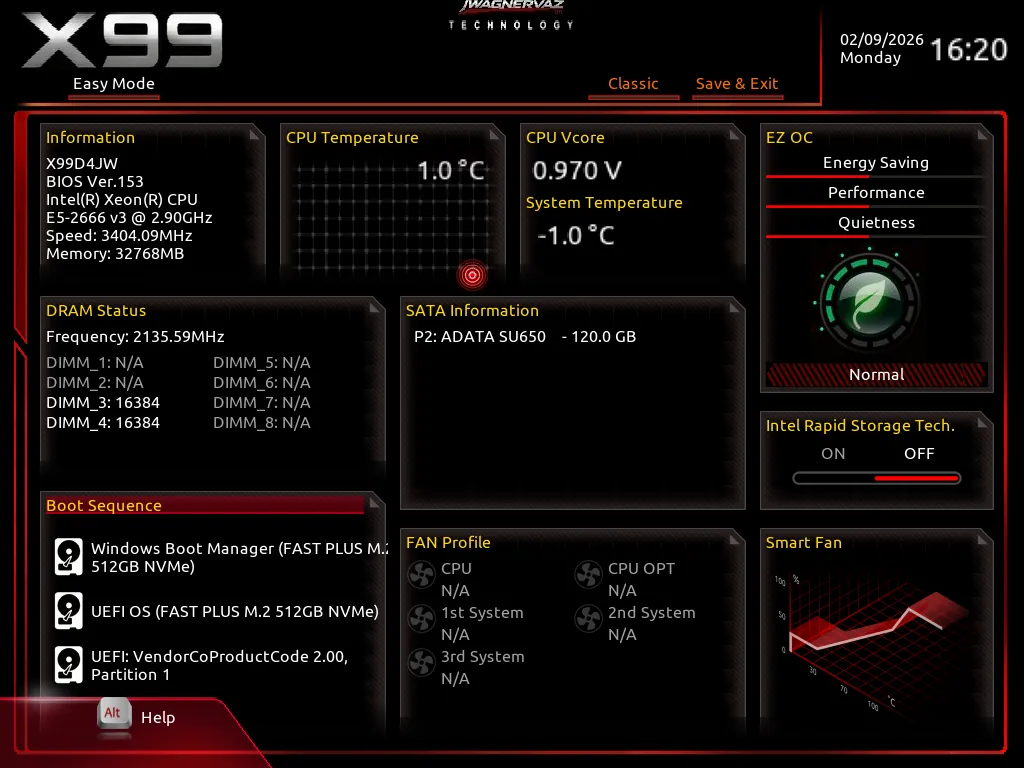 Preview da BIOS